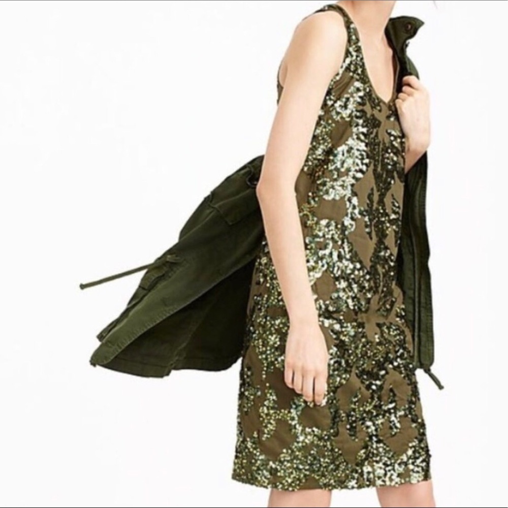 Beautiful J. Crew Olive Green Sequin Dress - Picture 1 of 8